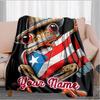 1PC Custom Name Frog Puerto Rican flag. outdooor Flannel blankets Throw Blanket All-Season Throw Gift Bedspread for Couch, Bed, Camping Holiday Birthd