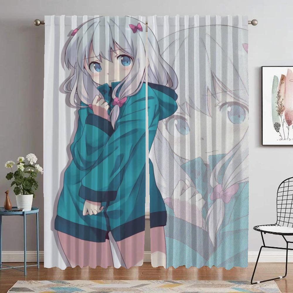 Partition Eromanga Sensei Curtains for Bedroom Modern Living Room Curtains 2 Pieces Shades Halloween Decoration Window Curtain