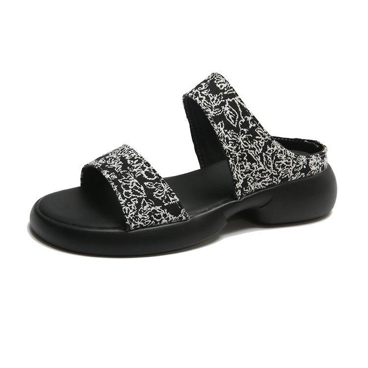 Taizhou Women's Shoes Platform Slippers 2024 New One-character Drag Casual Low-heeled Thick-heeled Beach Sandals Women's Summer Outer Wear