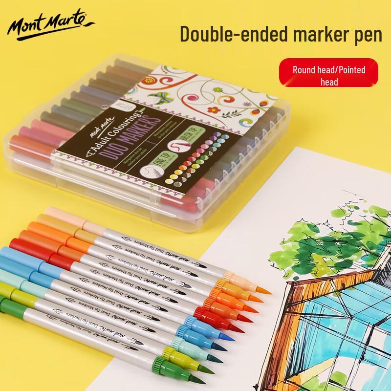 Mont Marte 24-Color Dual-Tip Marker Pen Set