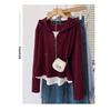 Women S Plus Size Hooded Long Sleeve Fake Two Piece T Shirt Loose Casual Top