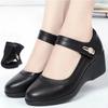 High-quality Real Soft Leather Soft Sole Mother's Small Leather Shoes Spring and Autumn New Soft Sole Anti-slip Landslide Heel Mid-old Single Shoes