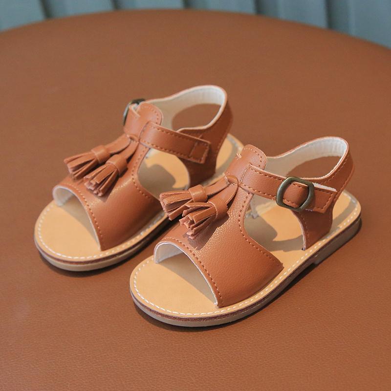 

Girl s Sandals Tassel Classic Open Toe Three Colors Toddler Kids Sliders Summer Daily Non-slip 21-30 Comfy Children Flat Shoes 30