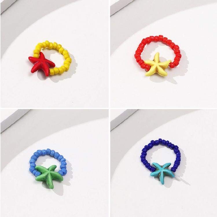 Rainbow Rice Bead Rings Handmade  Bead Stackable Rings Boho Jewelry Gift