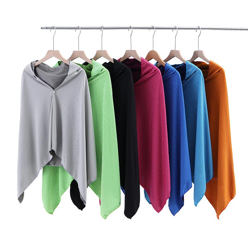 Ice Cool Beach Poncho Cover Up, Quick Dry Super Absorbent Oversized Hooded Towel Wrap For Swimming Beach Pool Travel