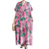 Long Floral Short Sleeve Resort Beach Maxi Below the Relaxed Plus Summer [OGCPWYQZ] Women's Dress, Print, Dress, Dress, Dress, V-Neck, Lightweight,