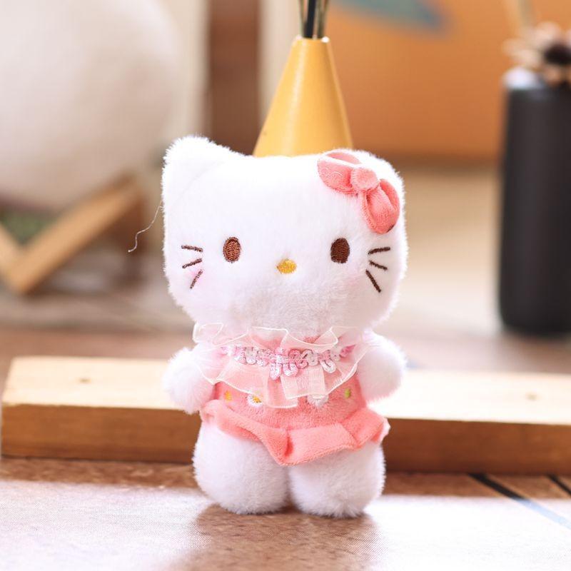 Pink With Bow Lace Skirt Plush Pendant Keychain For Decor Bag