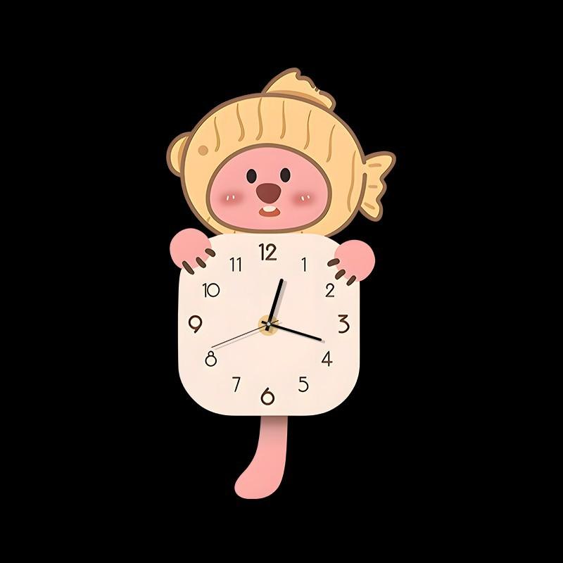 Cream Style Cartoon Wall Clock Living Room Decoration Painting New Clock Cartoon Silent Creative Punch Wall Clock