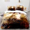 3D Horse Duvet Cover King Queen Size White Running Horses Pattern Bedding Set For Kids Teens Adults Wild Animal Soft Quilt Cover