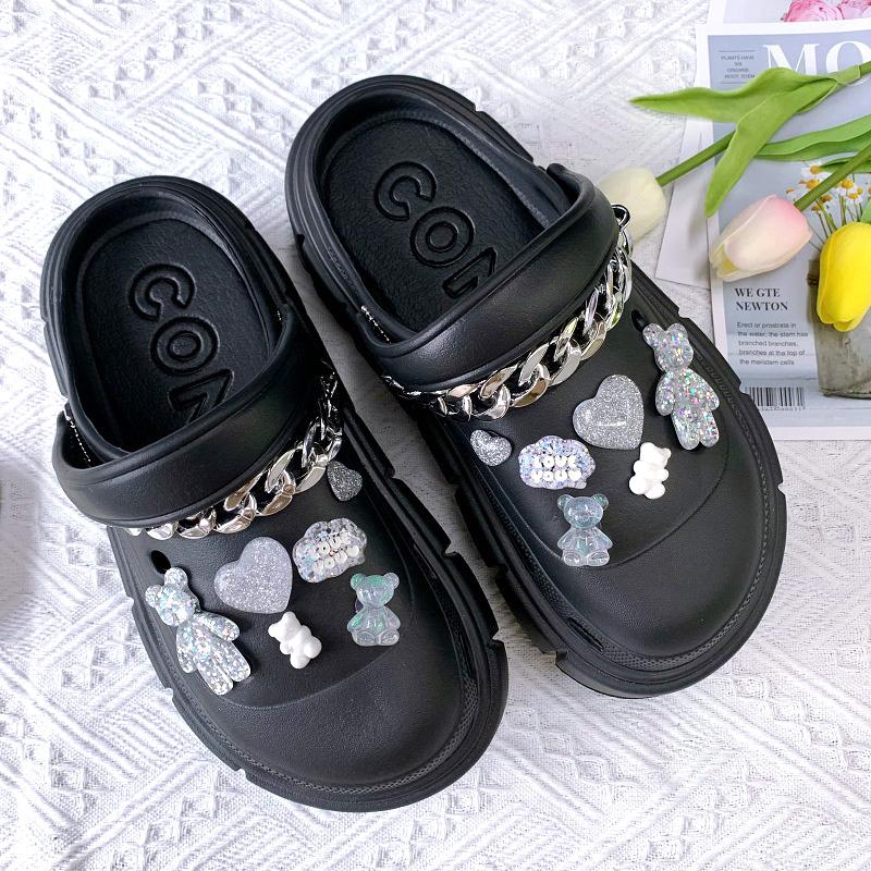 Fashion Charms Sandals 2025 New Clog Shoes Outdoor Women Slippers Thick Sole High Quality Summer Sandals For Girls