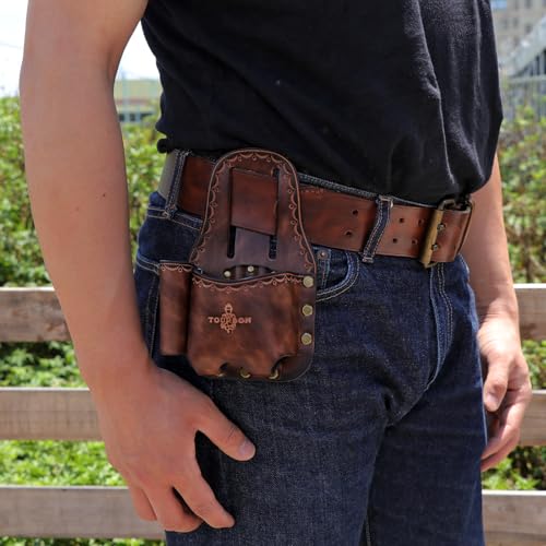 TOURBON Measuring Tape Pouch for Heavy Duty Tape, Belt Holder, Tool Pouch, Pencil Holder Included