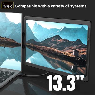 Laptop-Bildschirmerweiterung 13,3" FHD IPS Laptop-Monitor-Erweiterung Dual-Screen Typ-C 3.1 Tragbarer Monitor für Laptop/Telefon