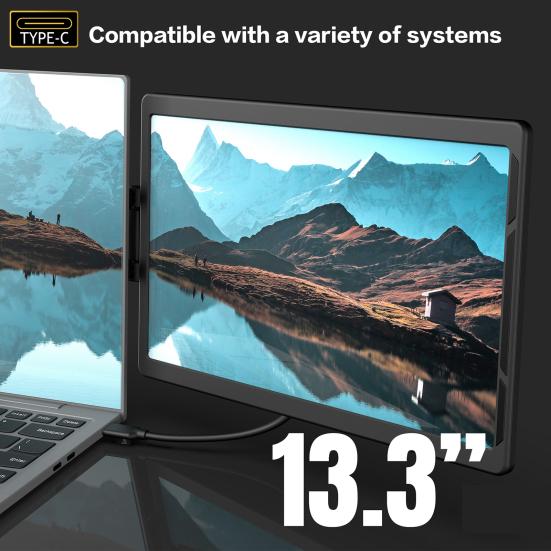 Laptop Screen Extender 13.3" FHD IPS Laptop Monitor Extender Dual Screen Type-C 3.1 Portable