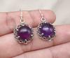 Amethyst 925 Sterling Silver Round Drop Dainty Earrings Boho Jewelry