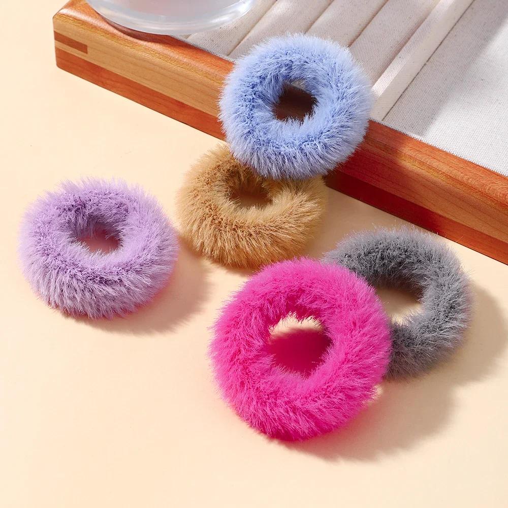 5/15 Stück/Los Baby Mädchen Plüsch Elastische Haarbänder Kleine Gummibänder für Kinder Süße Fellige Scrunchies Haargummis Haaraccessoires