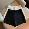 Women's High Waist Black A-line Slim Fit Summer Shorts