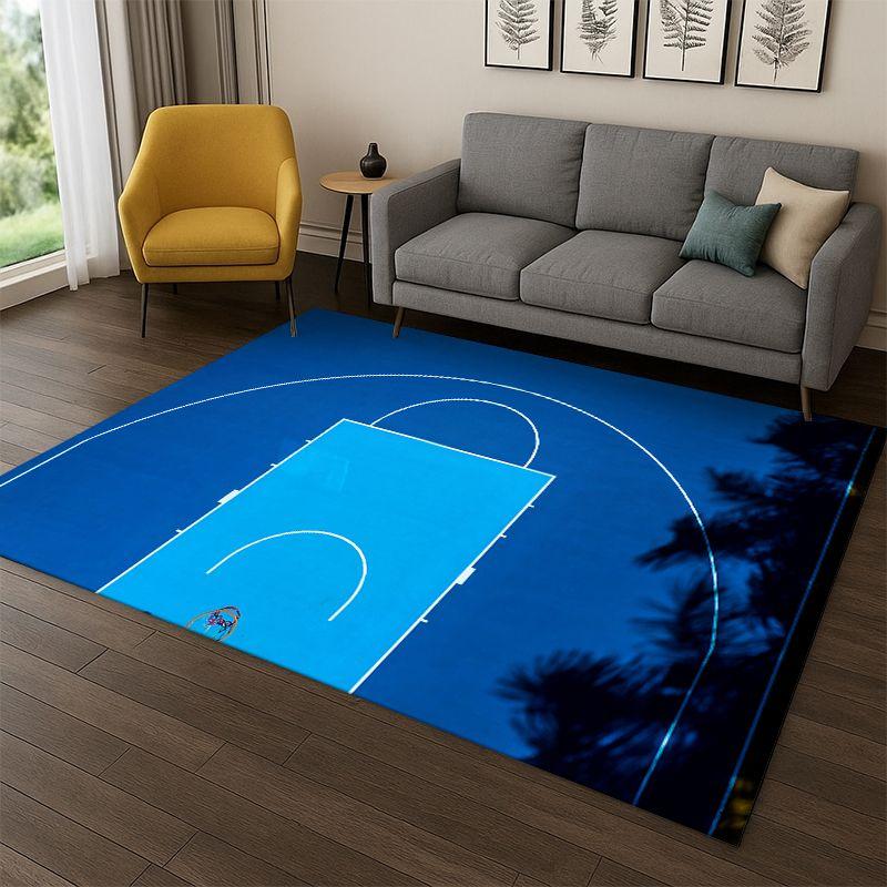 Retro Basketballplatz Cartoon Sport Teppich für Schlafzimmer Wohnzimmer Sofa Spielzimmer Fußmatte Heimdekoration, Kinderteppich rutschfest