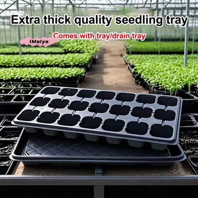 M-10Pcs Seedling Trays Plastic Gardening Germination Trays Black Seedling Container Garden Supplies For Vegetable Flower