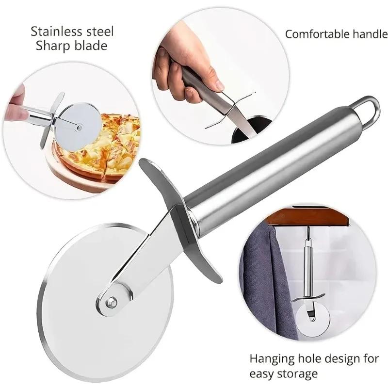 Stainless Steel Pizza Wheel Cutter Ideal Pizza Wheel Scissors Pizza Pie Waffle Dough Biscuit Kitchen Accessories Gadgets