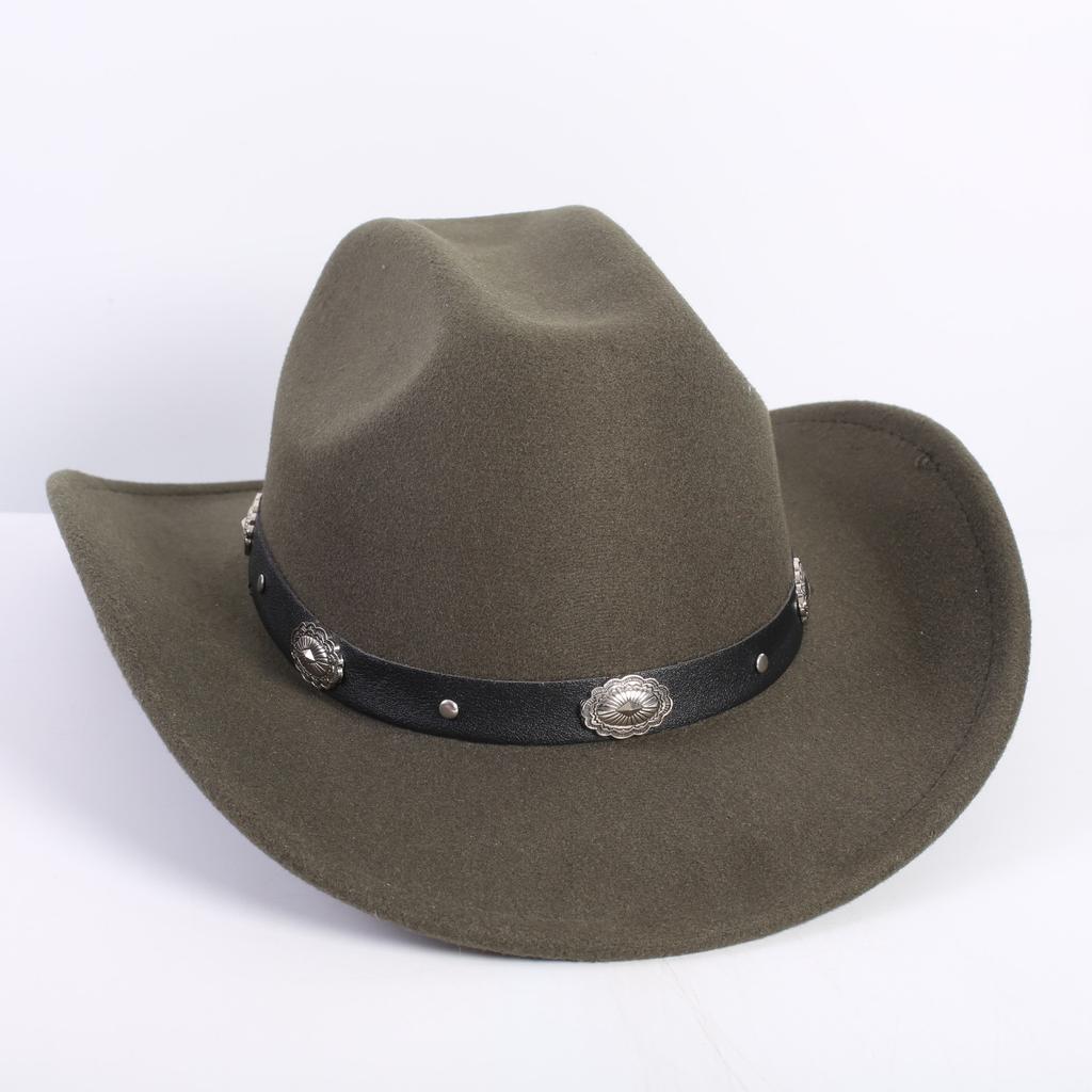 Popular European and American fashion OL style one-word cowboy hat men's and women's high-end top hat jazz hat felt hat
