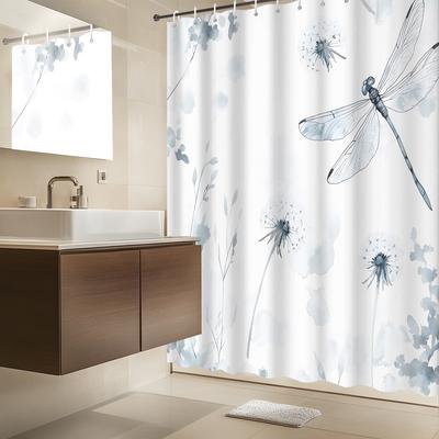Eleganter Libellen- und Löwenzahn-Wasserdichter Duschvorhang für Badezimmer-Dekoration, der einen Hauch von Natur und Gelassenheit hinzufügt