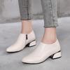 Genuine Leather Women's Shoes 2025 Autumn New Thick Heels Women's Pumps Shoes Pointed Cowhide Women's Single Shoes Size 32-43