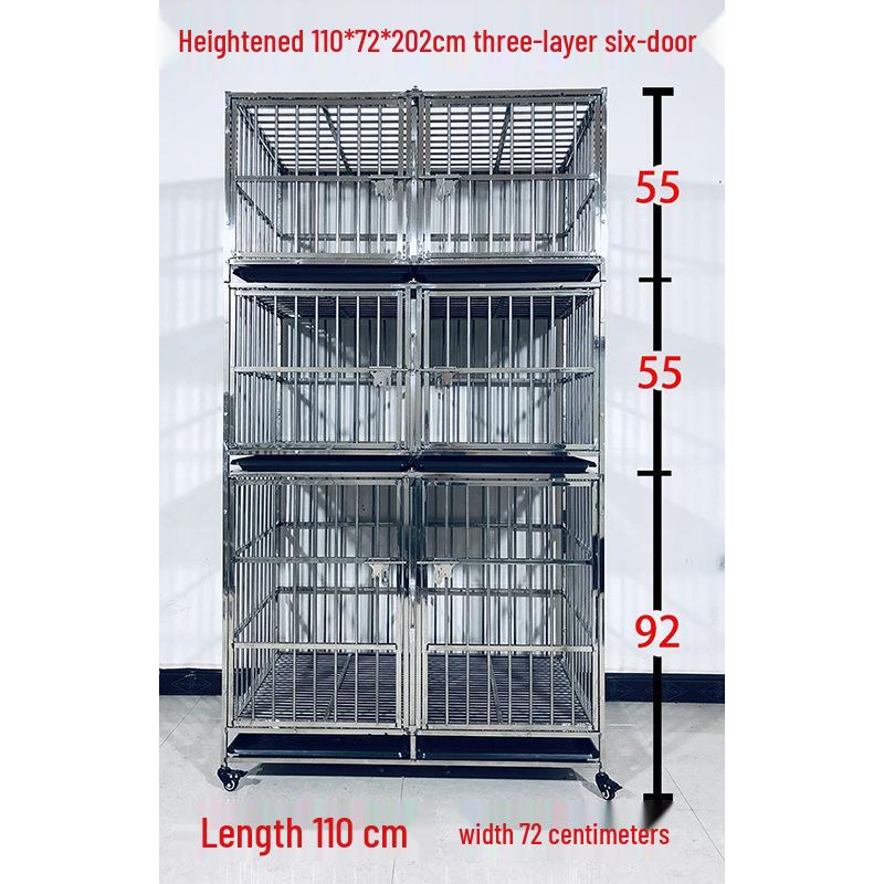 Stainless Steel Multi-Layer Dog Cage for Small to Medium Dogs - Parent-Child Design, Ideal for Pet Shops & Boarding