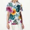 Women's Hawaiian Print Short Sleeve Button Down Shirt, Casual Summer Top