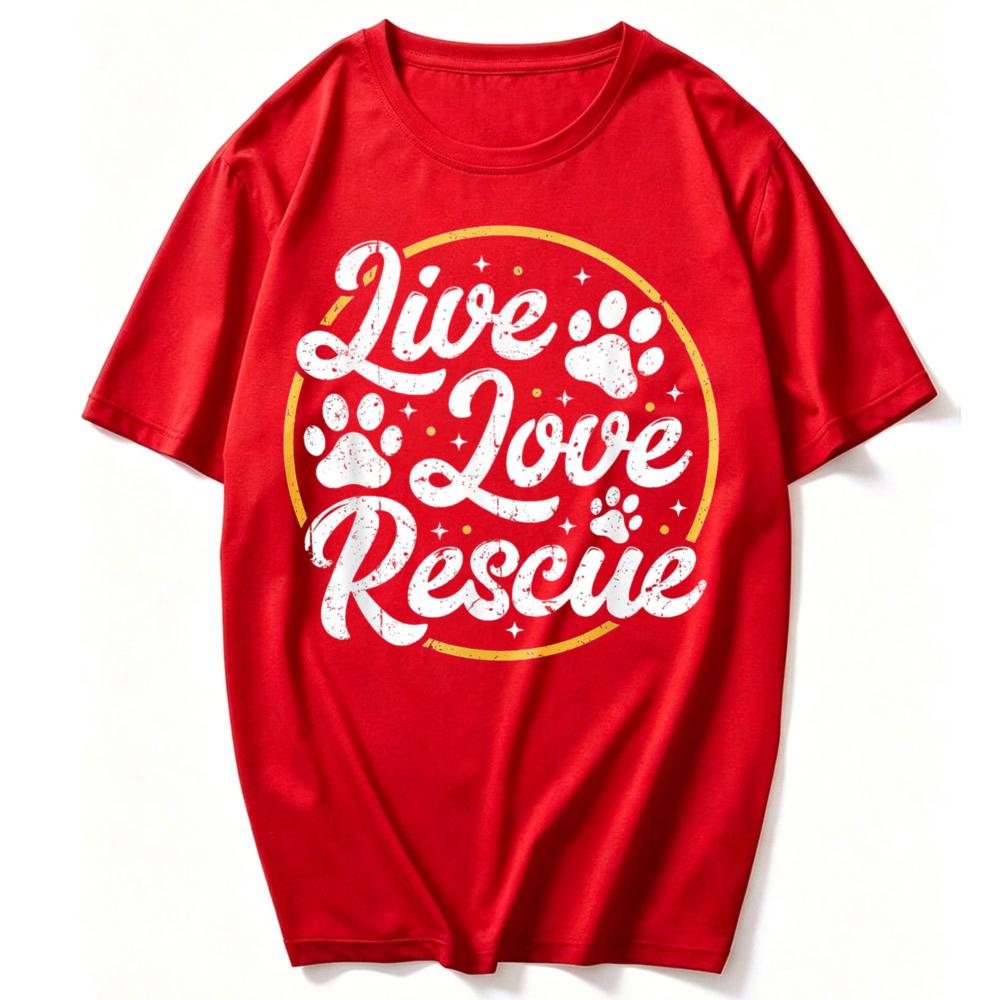 Dog Lover Adopt A Dog Or Cat Cute Adoption Live Love Rescue Tshirt Streetwear Funny Outdoors High Quality Cotton Shortsleev