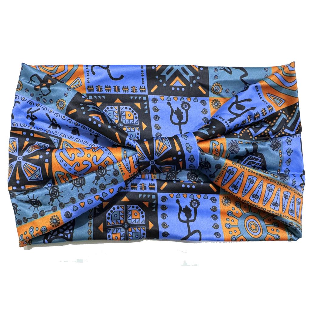 European American Women's Hair Band African Print Pattern Wide Edge Elastic Knot Sports Yoga Headband Women's Headwear Hair