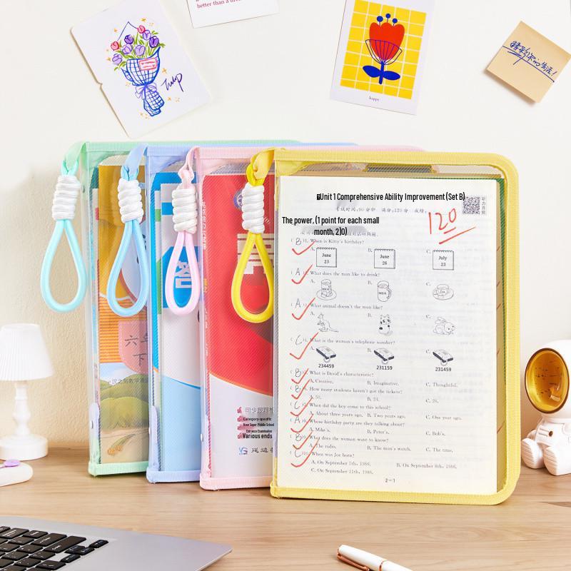 Large Capacity Waterproof A4 Macaron File Bag with Zipper