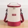 Sac de prânz portabil de mare capacitate, cutie de prânz izolată, cilindric, proaspăt, cutie rotundă din folie de aluminiu, geantă termică pentru alimente.