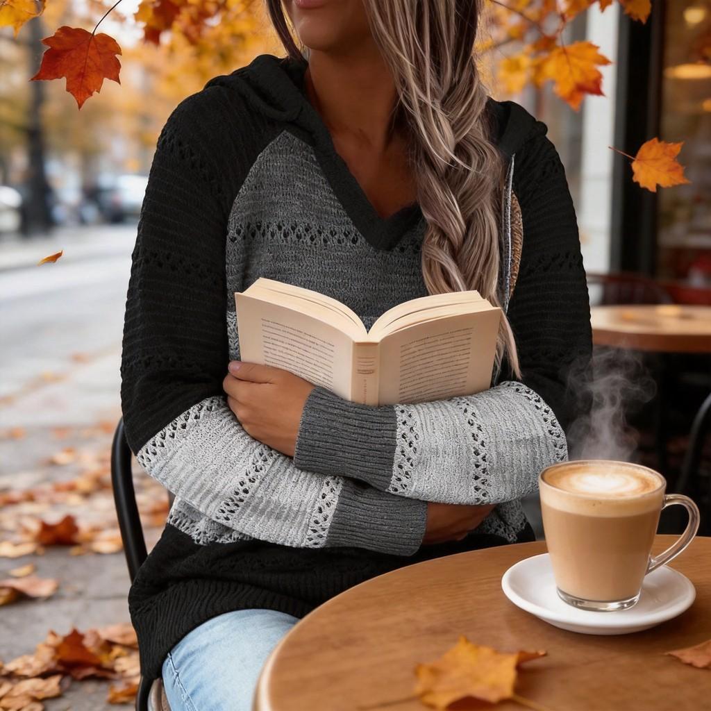 Womens Cozy Knitted Sweater With Vneck For Casual Winter Wear