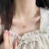 Elegant Women's Circle Pendant Necklace - Light Luxury Clavicle Chain