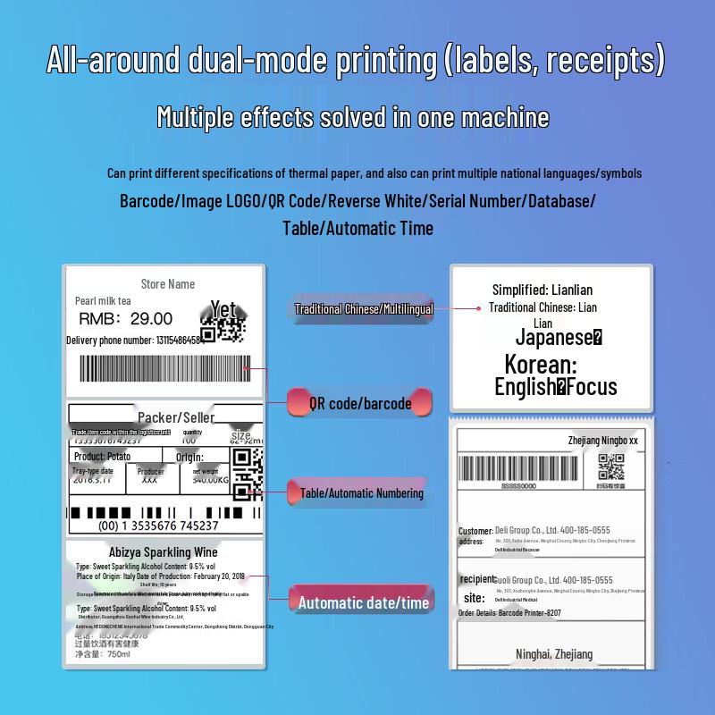 Deli 80mm Thermal Label & Receipt Printer CN Plug (adapter Included)