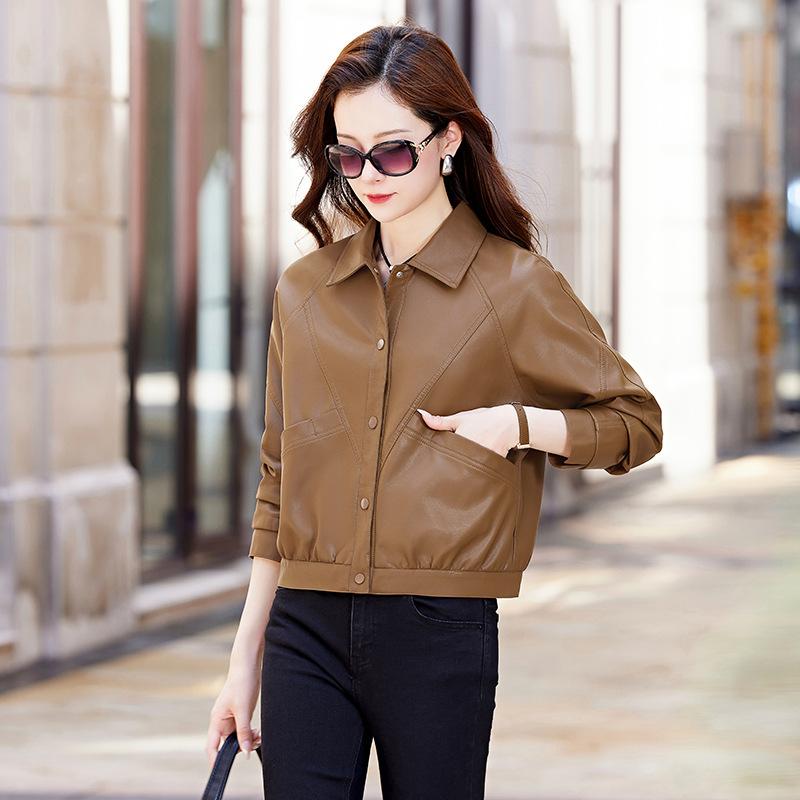 Высококачественные женские куртки из овчины, новые весенние и осенние популярные трендовые и модные кожаные куртки S