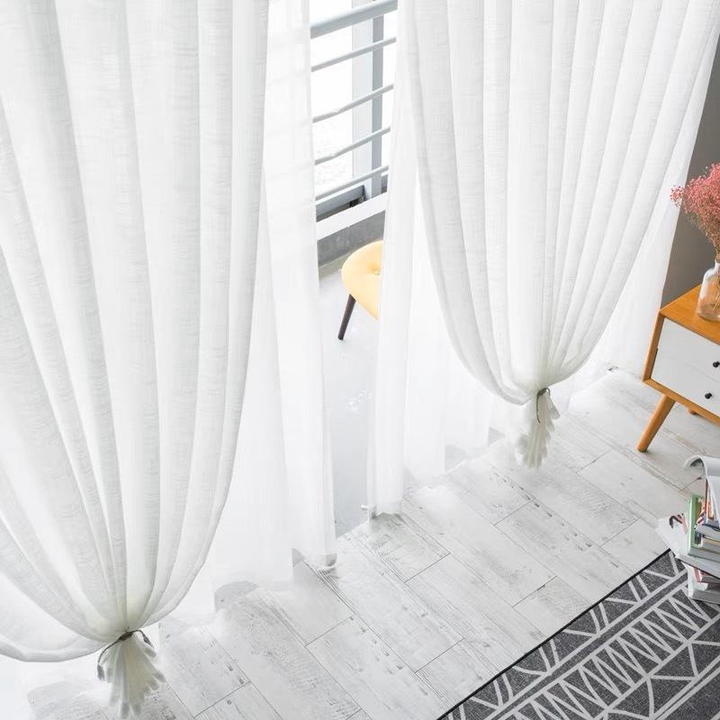 Big Belly Hemp Thickened Screen Curtain Window Screen Living Room Bedroom Study Balcony Simple Plain Color Finished Product Processing