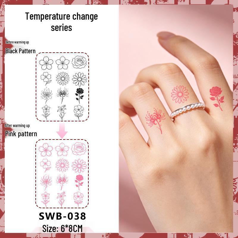 Temperature-Sensitive Succubus Finger Color-Changing Waterproof Tattoo Sticker - Cute Cartoon Design