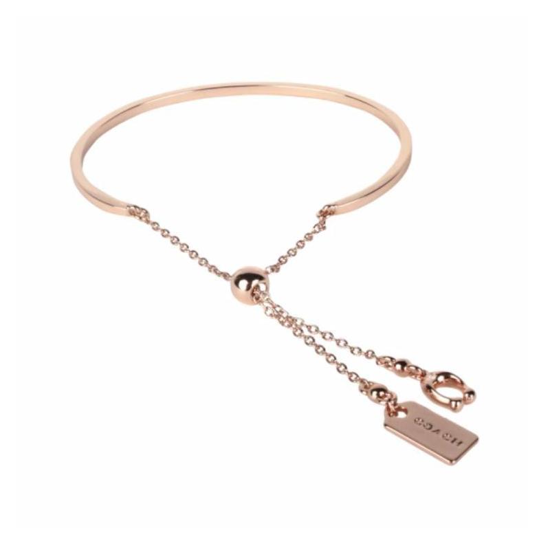 COACH Brand Logo Zircon Bracelet Women s Gold