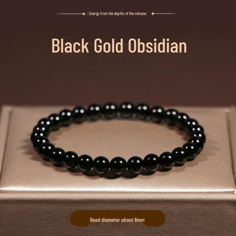 Super God Shine Black Obsidian Bracelet 6-18mm for Men and Women