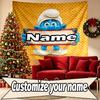 Custom Name Personalized Blue Smurfs Print Tapestry, Wall Art Decor, Bedroom, Dorm, Apartment, LivingRoom, Party Backdrop, Gift for Birthday