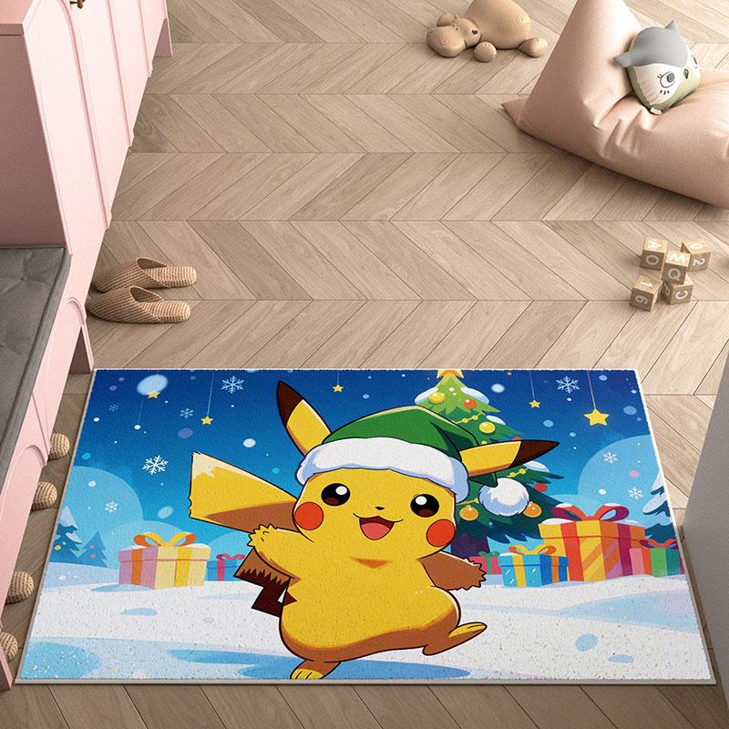 Area Rug, Faux Cashmere, Pikachu 3D Print, Soft Water Absorbent, Cute Strawberry Cartoon Bedroom Floor Carpet