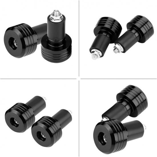 Pair of 22mm Universal Aluminum Motorcycle Grip Handlebar Ends Weight Balance Plug Black Universal Handlebar Weight Motorbike Motorbike Handlebar