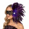 Feather Side Headpiece with Lace Eye Mask for Carnival Parade Masquerade Ball Mardi Gras Party Samba Dance Costume Outfit