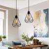 Minimalist Iron Hollow Diamond Single-head Pendant Light Industrial Style Chandelier Restaurants Hotel Bedroom Interior Lighting