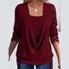 Kvinners blonder strikket langermet bluse Topper Dame Casual Løs plissert T-skjorte T-skjorte