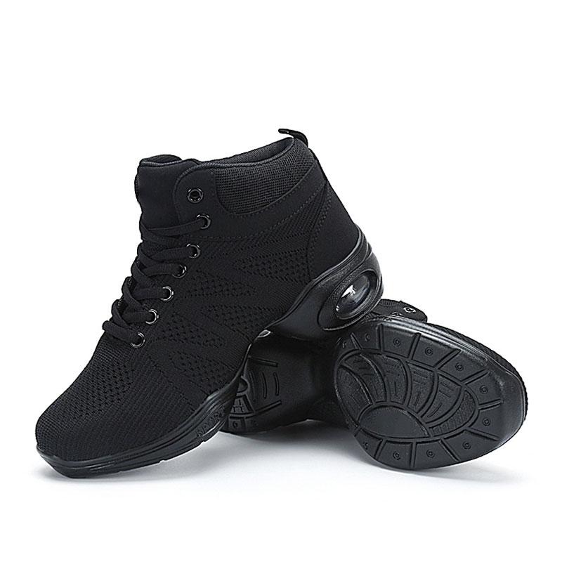 

Модные женские и женские квадратные кроссовки для джазовых танцев с высоким верхом и мягкой подошвой из сетчатой ткани, дышащие, современные туфли для джазовых танцев 40 чёрный