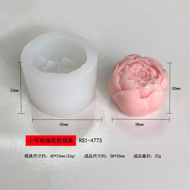 Rose with Buds Silicone Mold Flower Soap Candle Fragrance Gypsum Cake Mold
