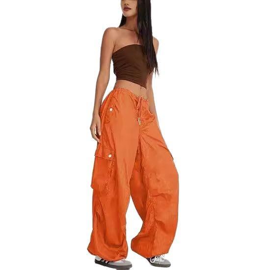 

Women s Cargo Pants with Drawstring Waist Casual Utility Pants, Multi-Pocket Loose Fit Workwear Trousers S білий