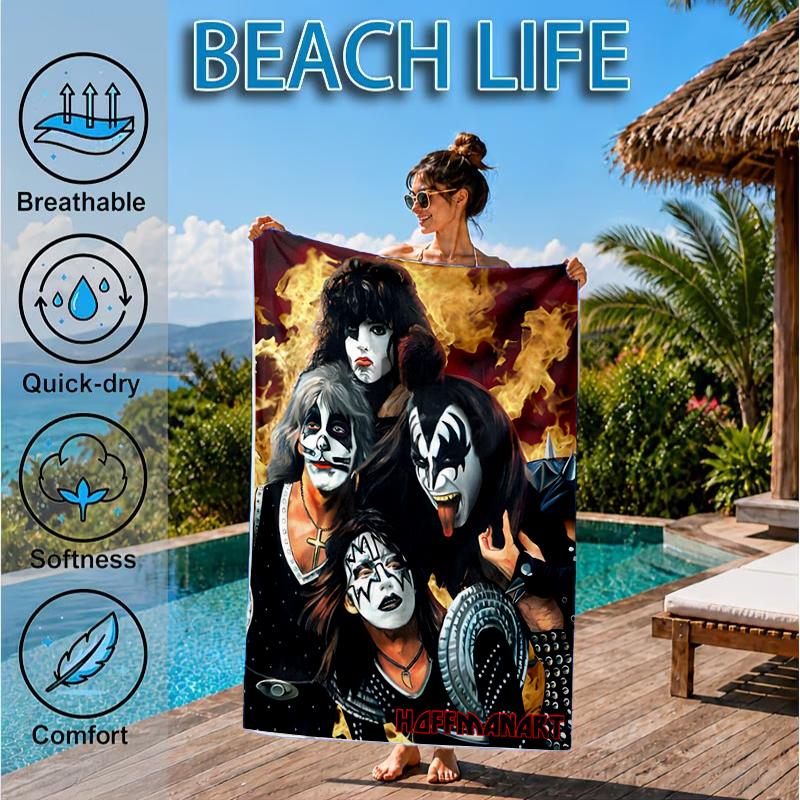 Rock music band Art Beach Towel, Microfiber Beach Towel, Perfect For Pool, Beach, Travel, Home Decor Beach Party Fan gifts